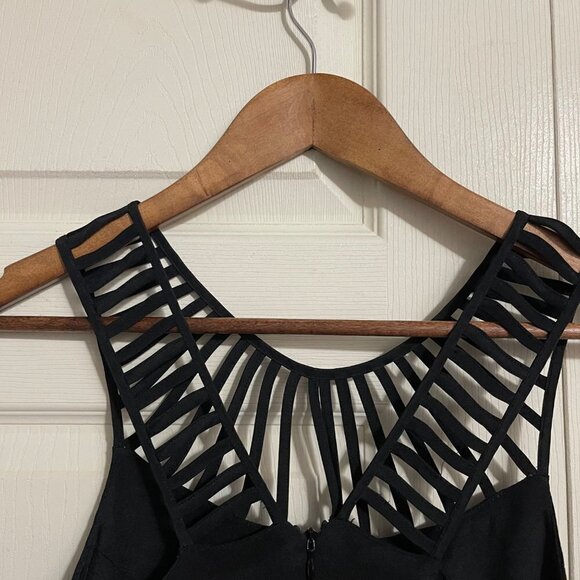 Parker Womens Black 100% Silk Strappy Cut Out Neck Fit & Flare Mini Dress Medium - Picture 8 of 10